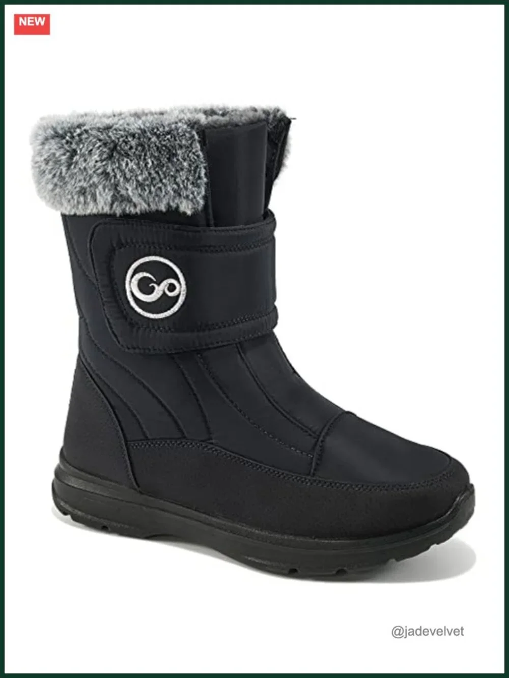 Womens Mid Calf Warm Faux Fur Lining Snow Boots Non Slip Waterproof Hook Loop